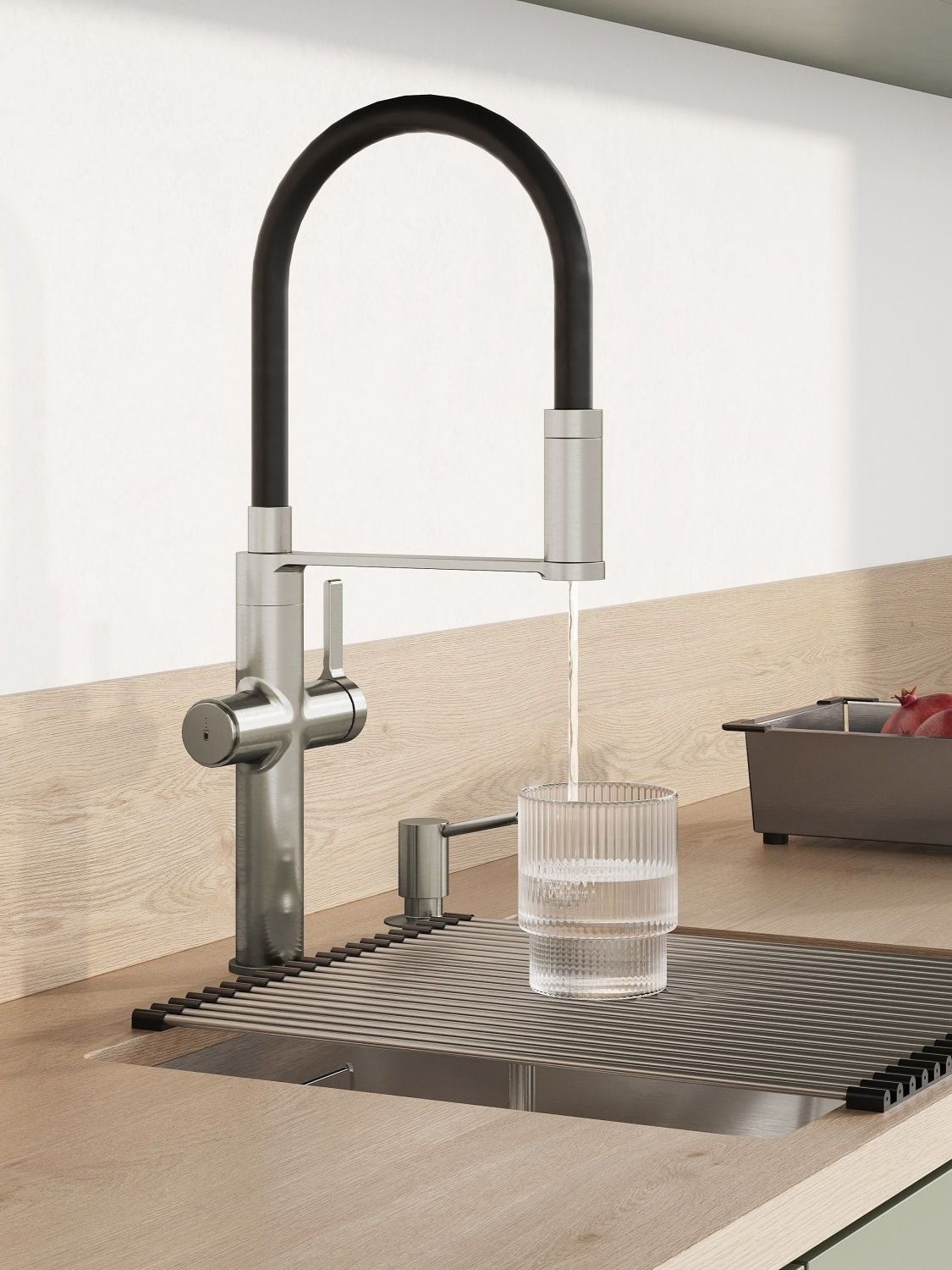 Фото товара на маркетплейсе ozon Смеситель для кухни с фильтром для питьевой воды и гибким изливом, сатин, IDDIS, Ikon, IKNBNFFi05