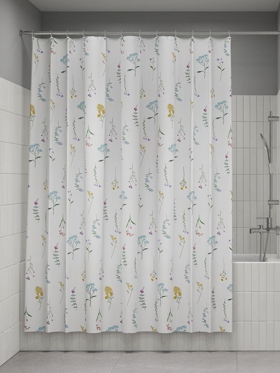 Фото товара на маркетплейсе ozon Штора для ванной комнаты и душа IDDIS, 180x200 см, тканевая, водонепроницаемая, полиэстер, с кольцами, BF02P18i11