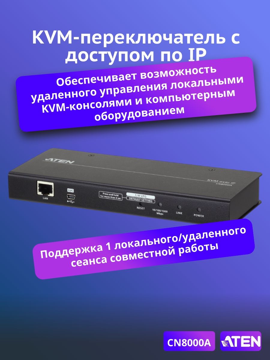 ATEN 1ポート KVM over IP  CN8000A 1-Local/Remote Share Access Single Port VGA KVM over IP