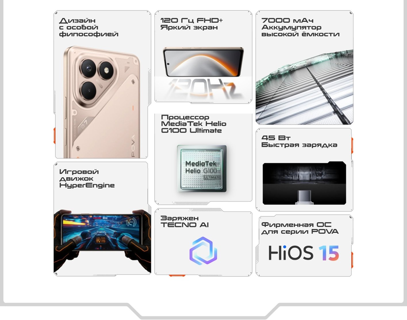 Tecno Смартфон POVA 7 Neo Ростест (EAC) 8/128 ГБ, черный(图2)