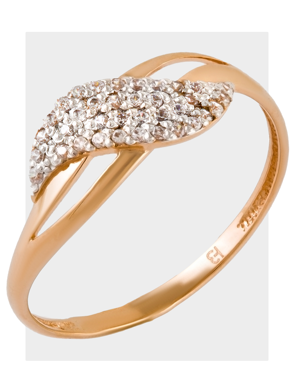 Кольцо золотое женское 585 с фианитами