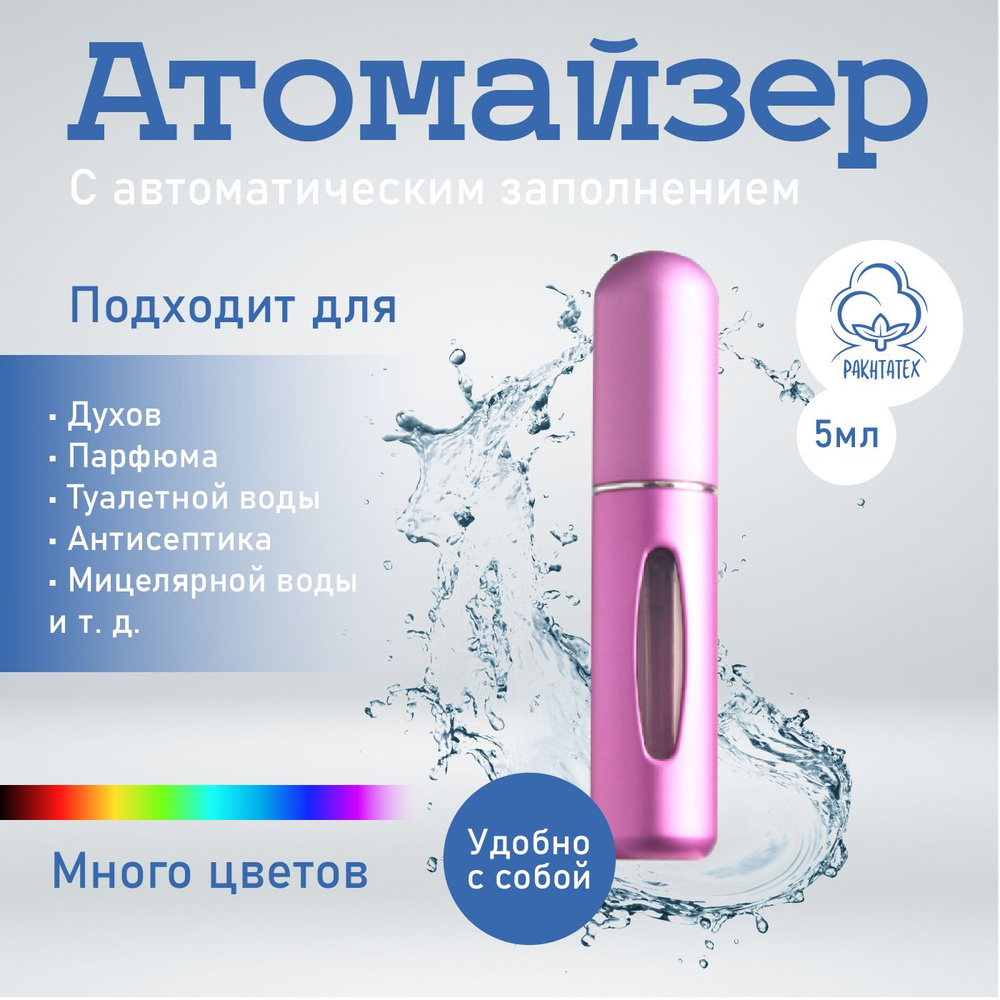 Атомайзер (флакон для духов) алюминиевый накачиваемый, матовый, 5 мл, фиолетовый  #1