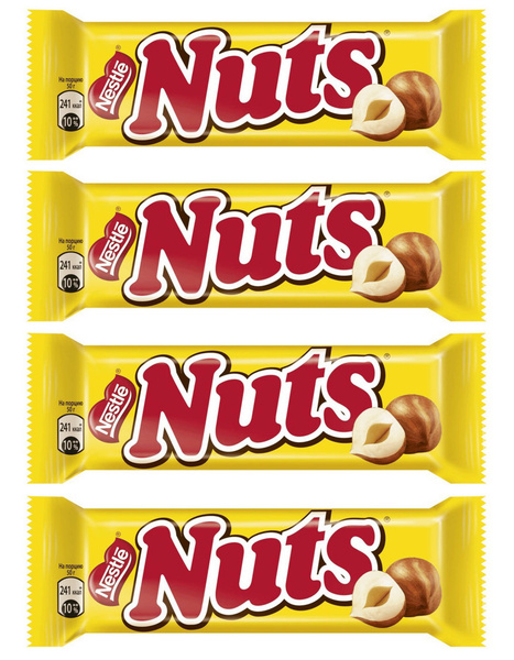Шоколадный Батончик Nuts Шоколадный С Орехами, 4 шт по 50 г - купить с ...