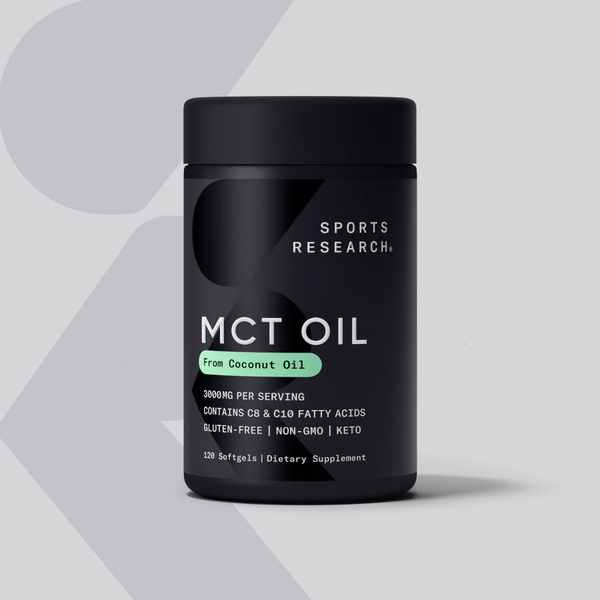 МСТ масло Кето (С8, С10) 1000 мг, MCT Oil, Sports Research, 120 капсул ...