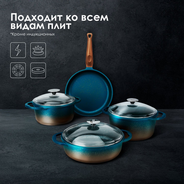 Набор посуды для приготовления O.M.S. COLLECTION кастрюли с крышками и ...