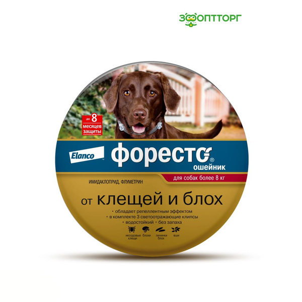 Ошейник от блох и клещей Foresto для собак более 8 кг, 70 см. - купить ...