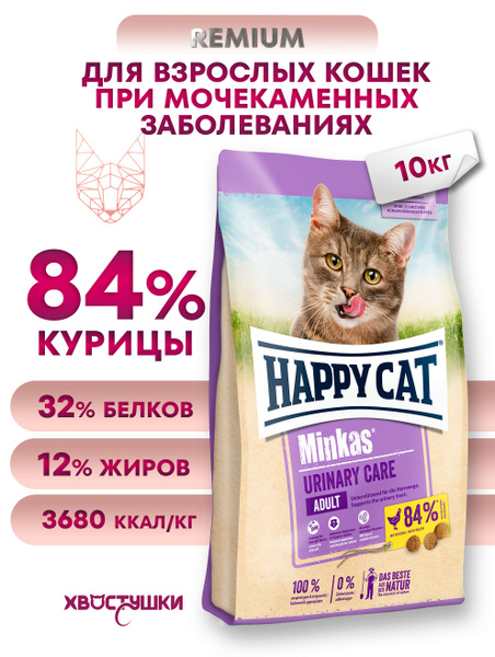 Корм сухой для профилактики МКБ у кошек HAPPY CAT Minkas Urinary Care ...