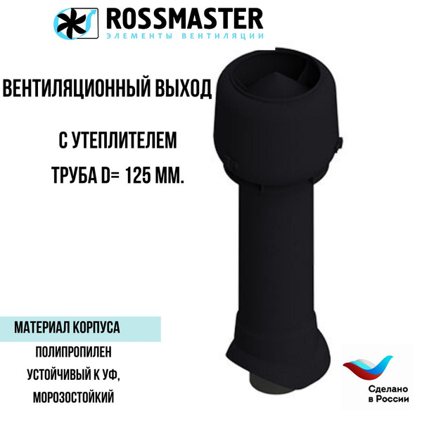 Вентиляционная труба + колпак ROSSMASTER, изолированный TP-85 125/160 ...