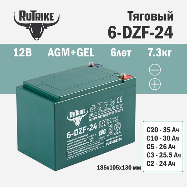 Rutrike Аккумуляторная батарея, 12 В, 36000 мАч, 1 шт - купить с ...