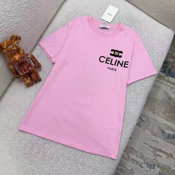 Футболка CELINE, размер 50, цвет розовый, Полиэфирное волокно; хлопок ...