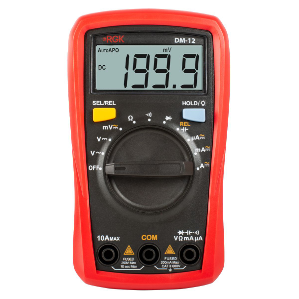 Цифровой мультиметр RGK DM-12, напряжение до 600 В, ток до 10 А ...