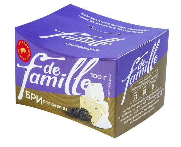 Сыр мягкий с белой плесенью BRIE DE FAMILLE с трюфелем, 50%, 100 гр ...