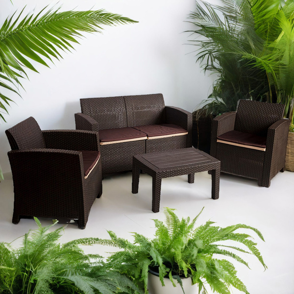 Комплект садовой мебели под искусственный ротанг для отдыха с 2-местным ...