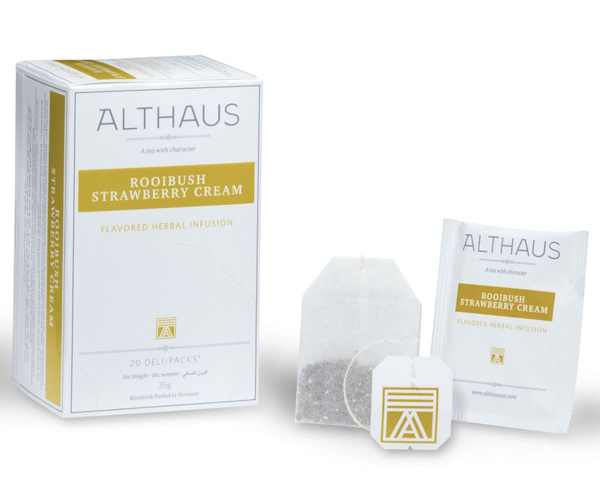 2шт, Чай фруктовый Althaus Ройбуш/Rooibush Strawberry Cream в пакетиках ...