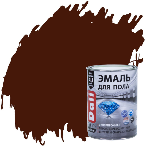 Эмаль для пола алкидно-уретановая Dali глянцевая (0,8л) RAL 3009 красно ...