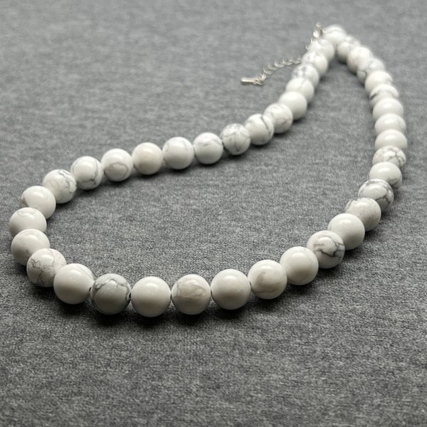 Бусы из природного опал-кахолонга / камни 10 мм / замок с родиевым ...