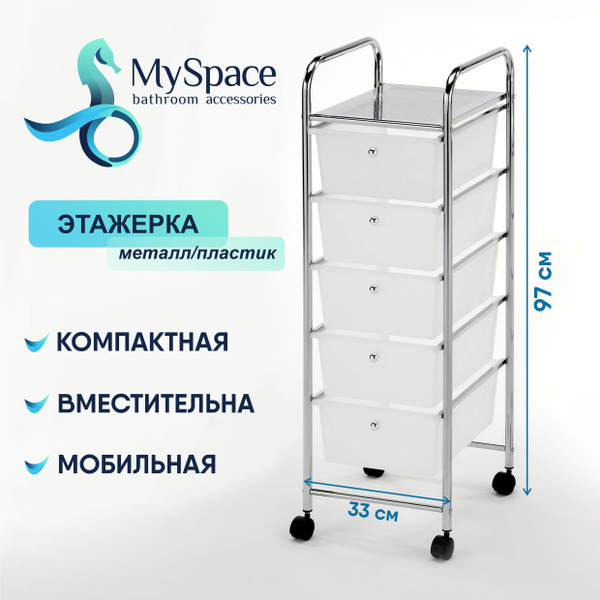 Этажерка, стеллаж металлический My Space G005, с пластиковыми ящиками ...