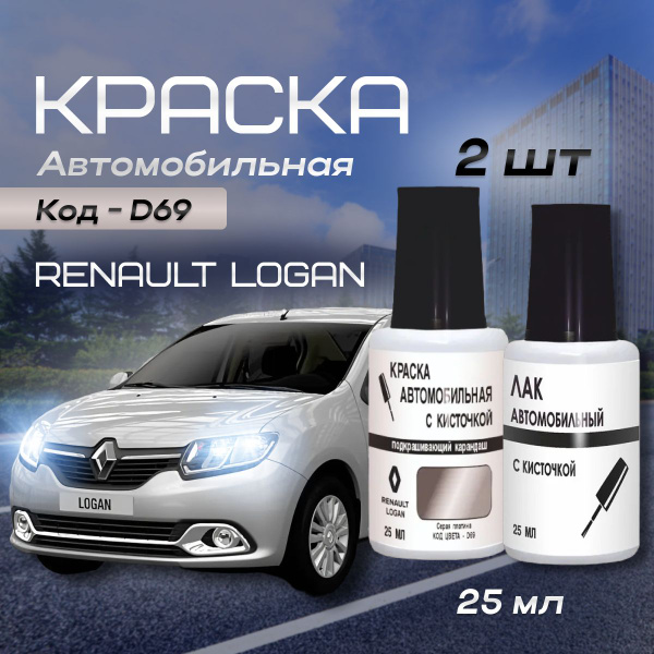 Подкраска раска во флакончике с кисточкой RENAULT код цвета: T69, D69 ...
