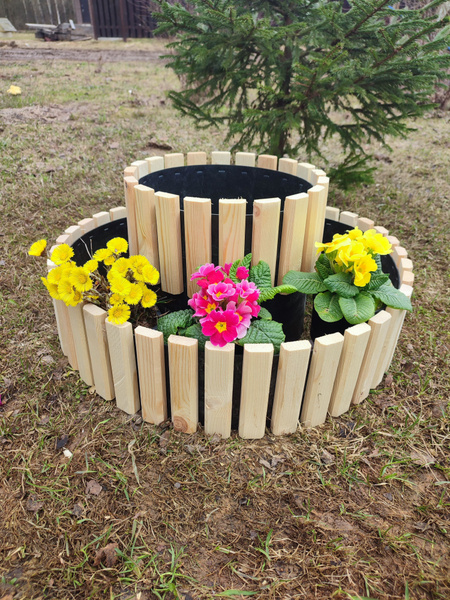 Клумба садовая деревянная двухъярусная d57см, h28см - купить с ...