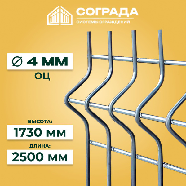 Характеристики Сетка для забора 3D металлическая 1,7x2,5 м сварная ...