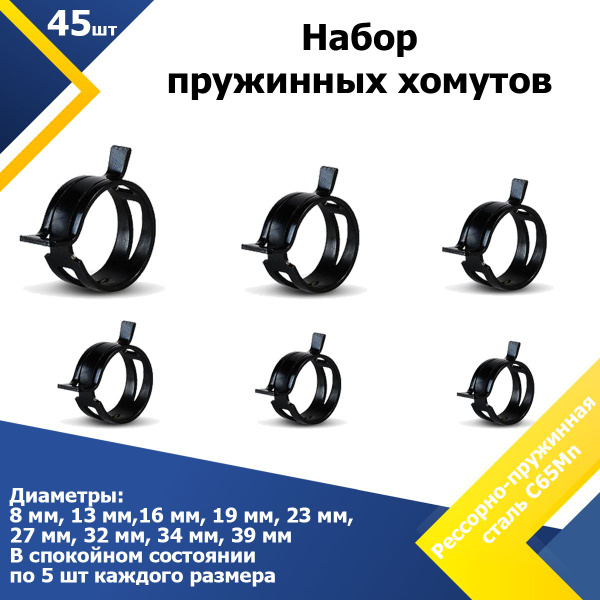 Набор хомутов Mgf Mega Fix 39 мм8, 45 шт., Сталь - купить по выгодной ...