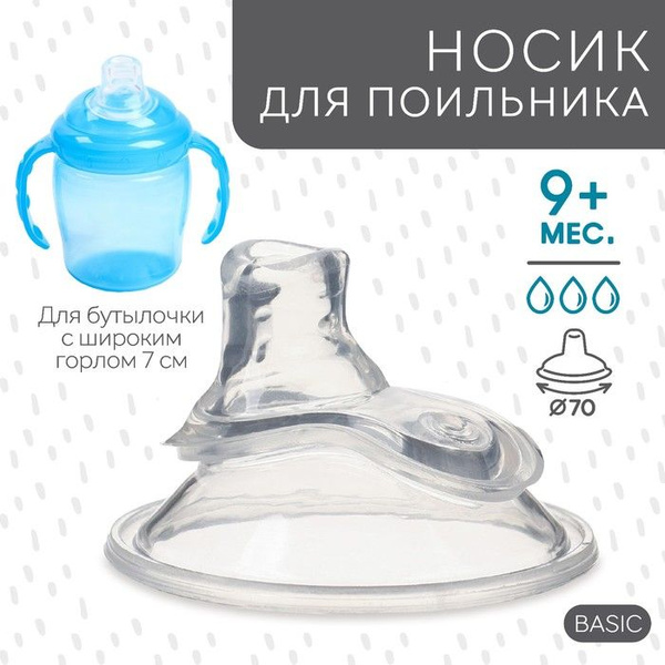Характеристики Носик для поильника силиконовый, 70мм, +9 мес. подробное ...