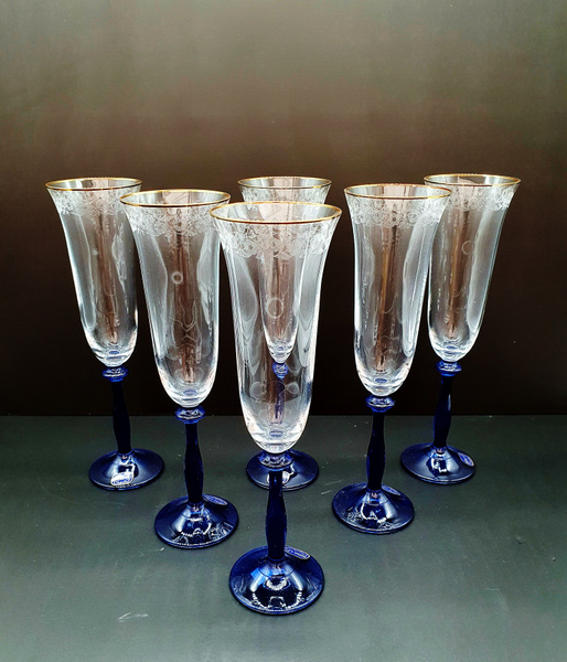 Набор бокалов Bohemia Crystal для шампанского "цветы", 190 мл - купить ...