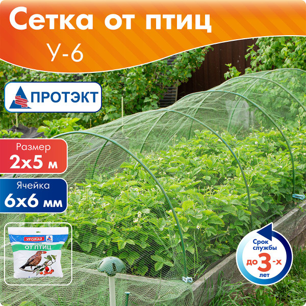 Сетка от птиц для клубники 2 х 5 м для защиты вишни, жимолости, малины ...