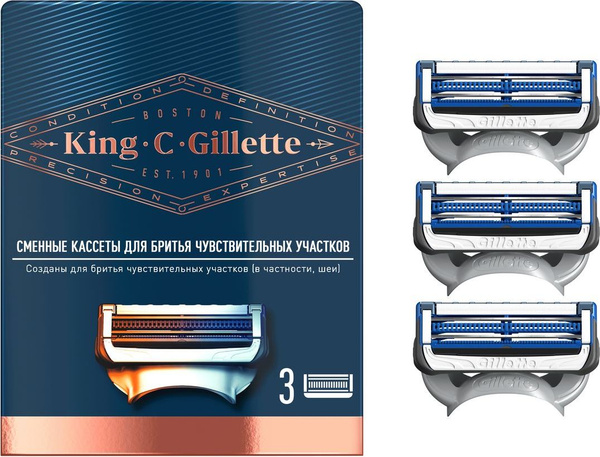 Сменные Кассеты Для Мужской Бритвы Gillette King C. Gillette, с 2 ...