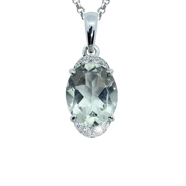 KAPLI jewelry подвеска с зеленым аметистом и фианитами из серебра ...