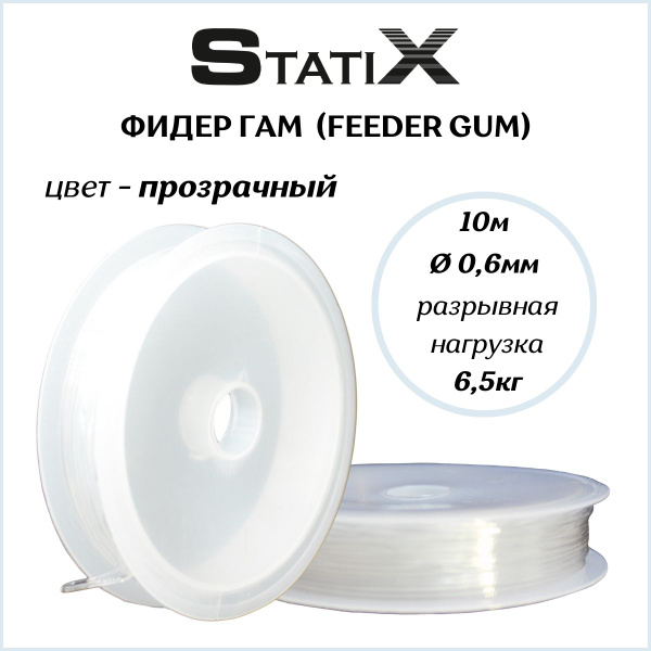 Фидер гам амортизатор для рыбалки Statix (Feeder Gum) прозрачный 0.6 ...