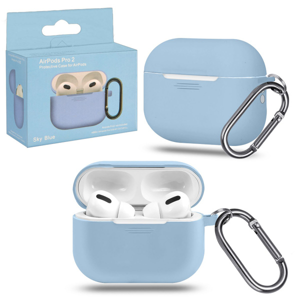 Чехол AirPods Pro 2 силиконовый/ кейс для наушников Apple/ голубой ...