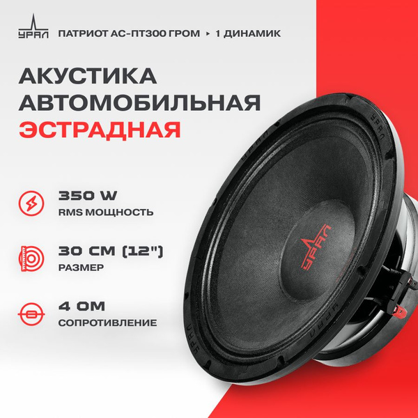 Акустика Эстрадная УРАЛ ПАТРИОТ АС-ПТ300 ГРОМ / Комплект 1 динамик ...