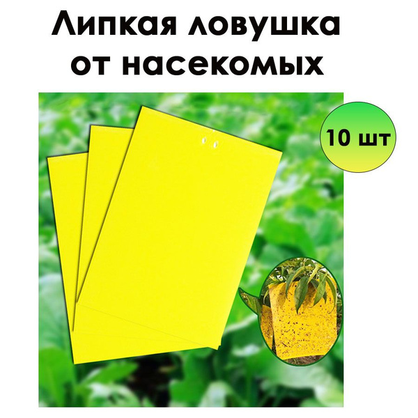 Ловушка липкая от белокрылки мух и садовых вредителей 10 шт купить на ...