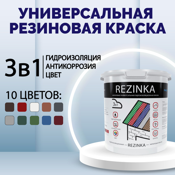 Резиновая краска акриловая REZINKA краска для наружных работ и ...