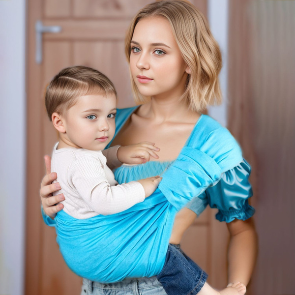 Слинг для новорожденных детей с 0/ Слинг с кольцами / "Брайт" бирюзовый ...