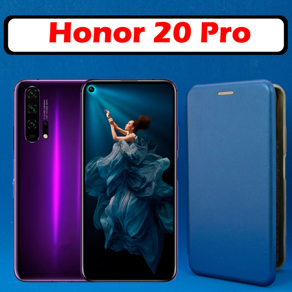 Чехол-книжка для Honor 20 Pro Синий с магнитной защелкой застежкой ...