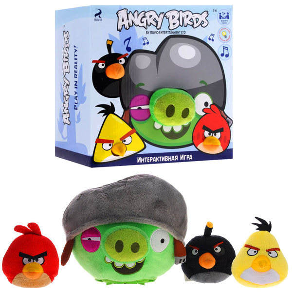 Интерактивная игрушка Зеленая свинка в каске с 3 птичками Angry Birds ...