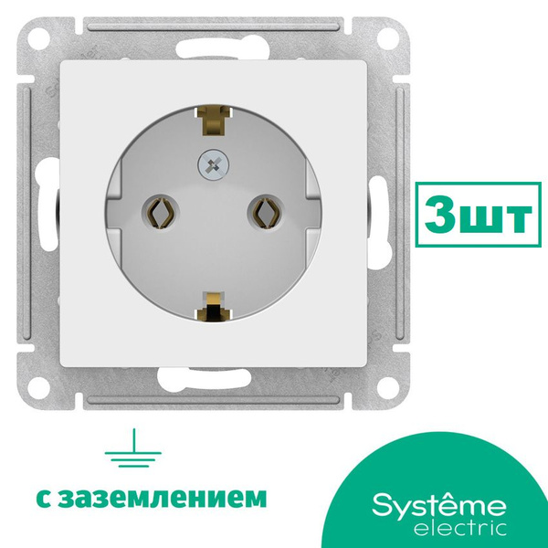 розетка с заземлением Systeme Electric, ATLASDESIGN, 16А, механизм ...
