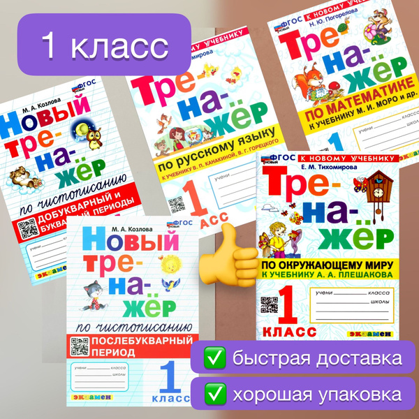 Тренажер. Новый тренажер. 1 класс. Комплект. 5в1. Математика. Русский ...
