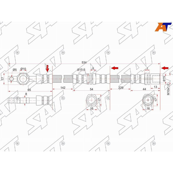 Шланг тормозной передний (Таиланд) TOYOTA CROWN/MAJESTA 87-01 LH=RH