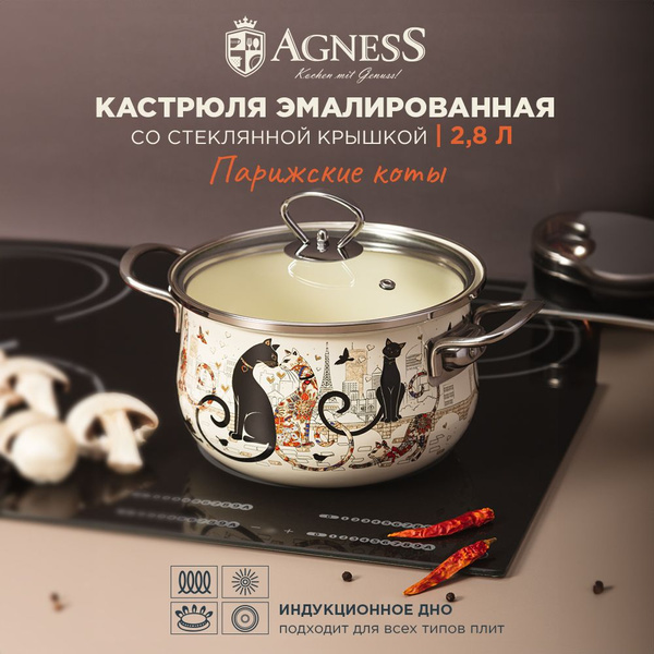 Кастрюля Agness, Эмалированная сталь, 2,8 л - купить по выгодной цене в ...