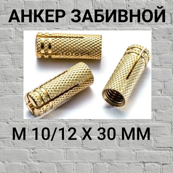 Анкер латунный забивной М10, 12х30 мм, 30 шт. - купить по выгодной цене ...
