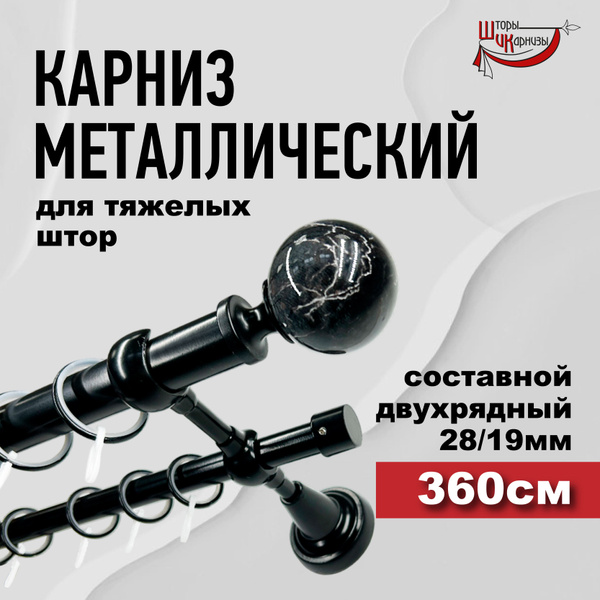Характеристики Карниз для штор двухрядный, настенный, металлический ...