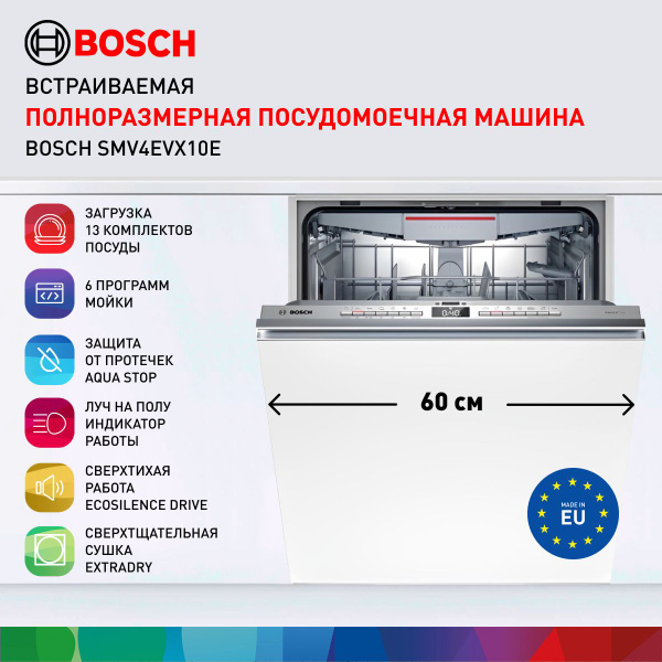 Встраиваемая посудомоечная машина Bosch SMV4EVX10E купить по выгодной ...