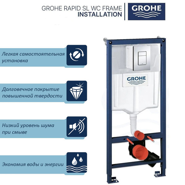 Инсталляция для унитаза Grohe Rapid SL с кнопкой Skate Cosmopolitan ...