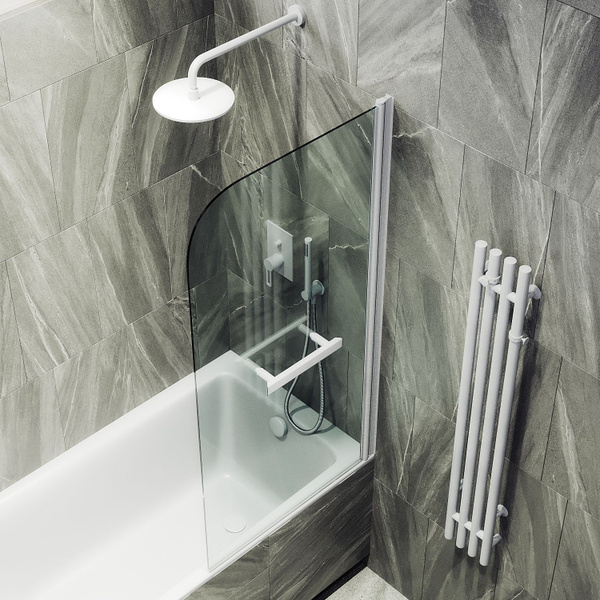 Шторка для ванной стеклянная 50 см поворотная с полотенцедержателем ...