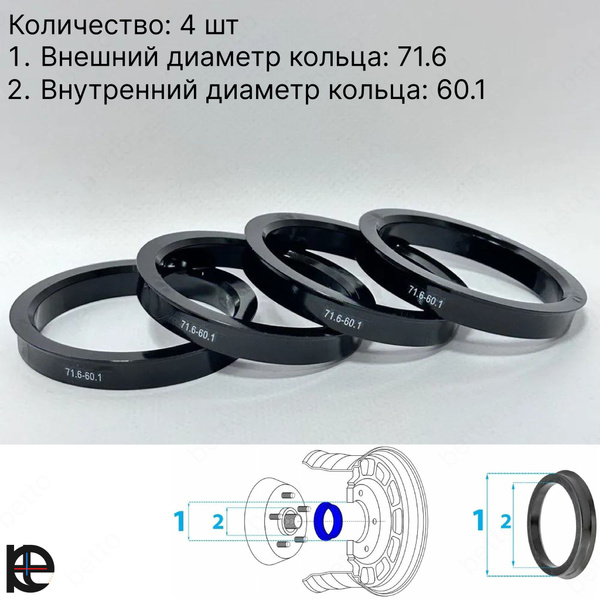 Кольцо центровочное для дисков, 4 шт. купить по выгодной цене в ...