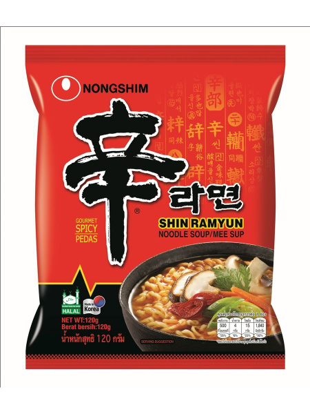 Корейская лапша быстрого приготовления Nongshim со вкусом мяса и грибов ...