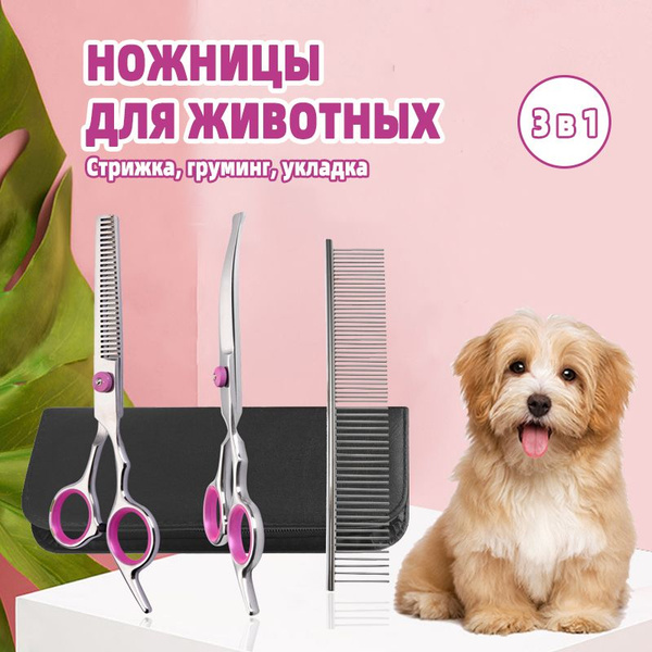 Ножницы для стрижки собак и кошек, набор инструментов для груминга ...
